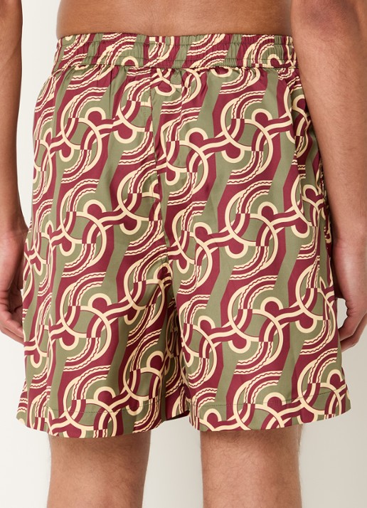Drôle de Monsieur Zwemshorts met grafische print - achterkant 4 olijfgroen