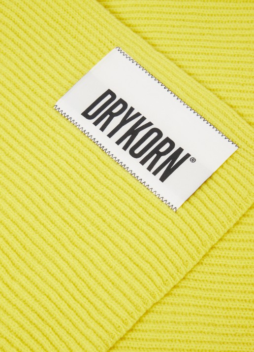 DRYKORN Cronica sjaal van wol 200 x 40 cm  - detail 2 geel