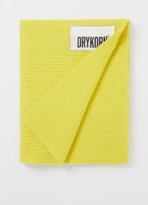 DRYKORN Cronica sjaal van wol 200 x 40 cm  - voorkant geel