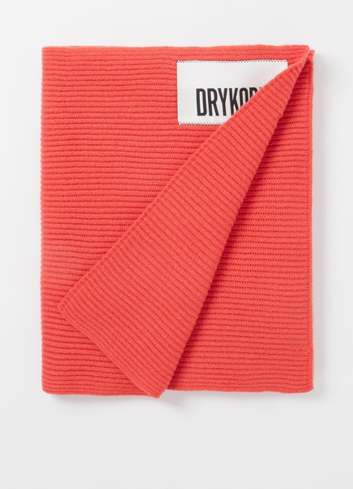 DRYKORN Cronica sjaal van wol 200 x 40 cm  - voorkant 2 rood