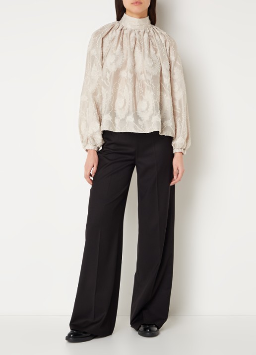 DRYKORN Dumonda tuniek met paisley dessin en borduring - voorkant 2 creme