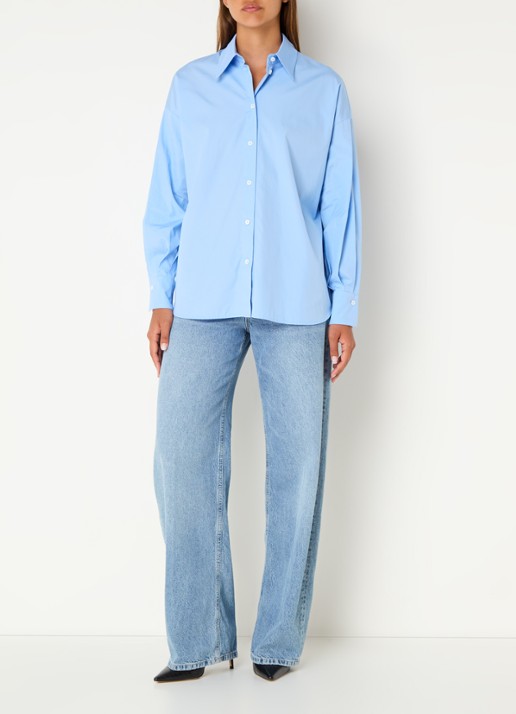 DRYKORN Lysila blouse met stretch - voorkant 4 blauw