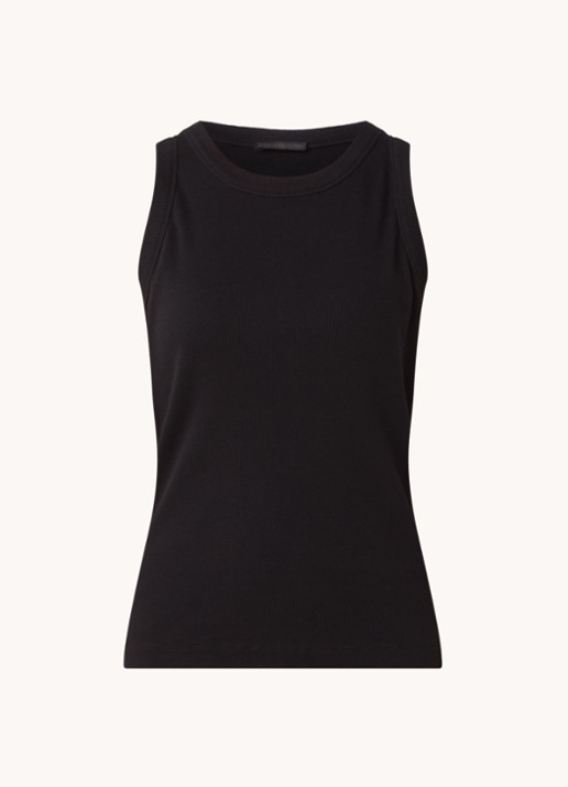 DRYKORN Olina tanktop met ribstructuur - voorkant 2 zwart