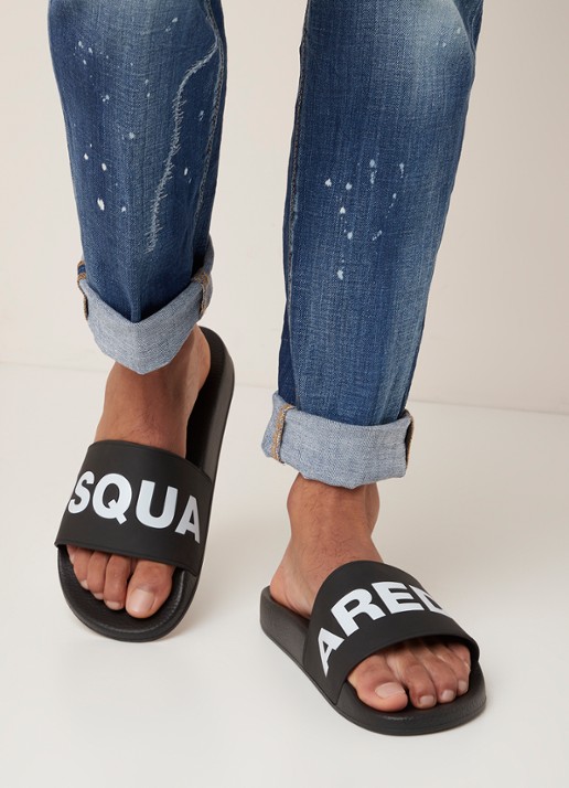 Dsquared2 Badslipper met logo - voorkant 4 zwart