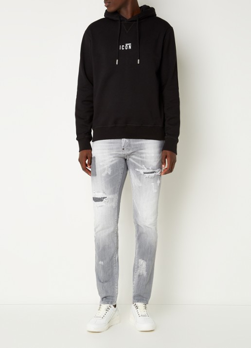 Dsquared2 Be Icon hoodie met logoprint - voorkant 3 zwart