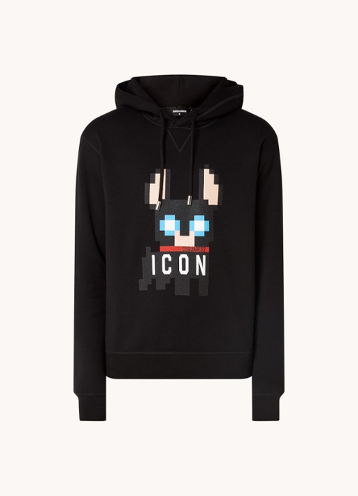 Dsquared2 Ciro Pixel Icon hoodie met logoprint - voorkant 5 zwart