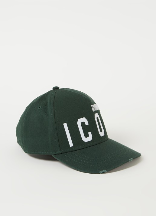 Dsquared2 Icon pet met logoborduring - voorkant donkergroen