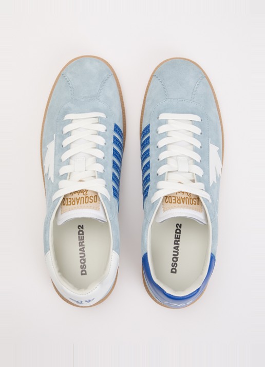 Dsquared2 Rebels sneaker van suède met kalfsleren details - detail 3 lichtblauw