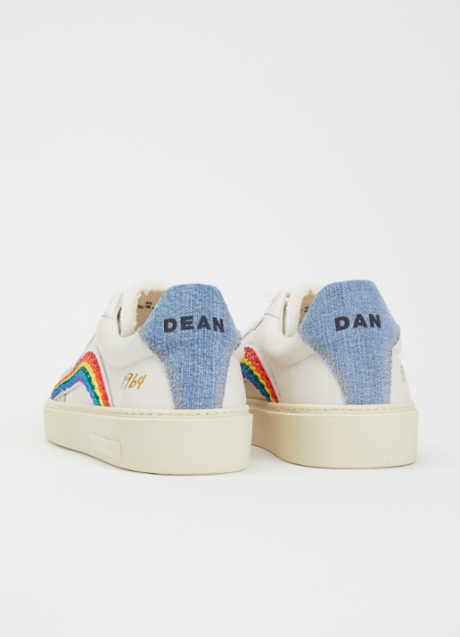 Dsquared2 Rider Rainbow sneaker van geitenleer met suède details - achterkant 6 wit