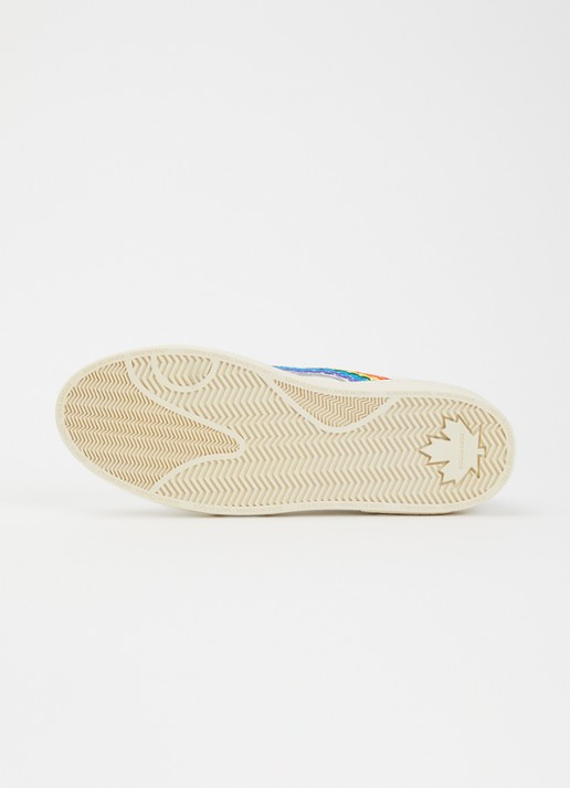 Dsquared2 Rider Rainbow sneaker van geitenleer met suède details - detail 4 wit
