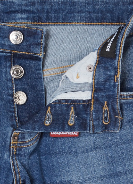 Dsquared2 Skater skinny jeans met stretch - detail indigo