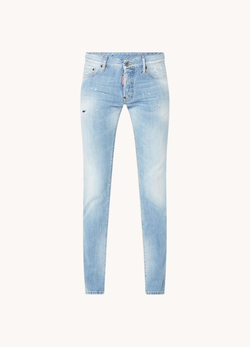 Dsquared2 Slim fit jeans met destroyed details en verwassen afwerking - voorkant 2 indigo