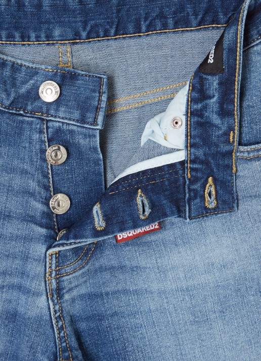 Dsquared2 Straight fit korte broek van denim - detail indigo