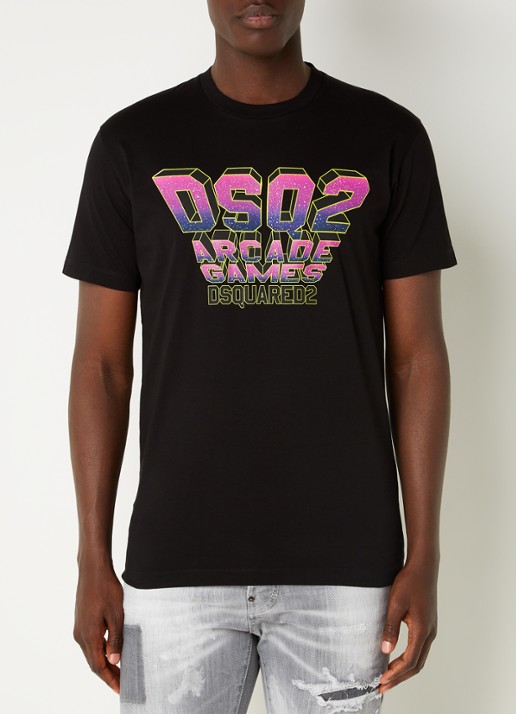 Dsquared2 T-shirt met logoprint  - detail 4 zwart