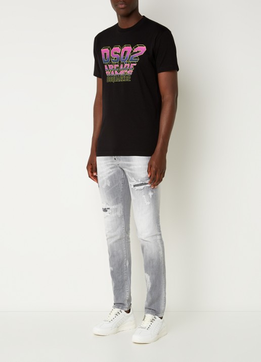 Dsquared2 T-shirt met logoprint  - voorkant 3 zwart