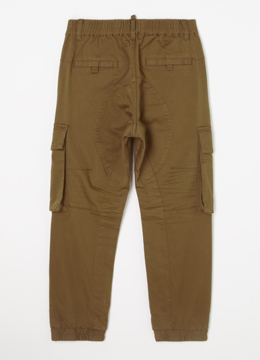 Dsquared2 Tapered fit cargobroek met logoprint - voorkant 2 khaki