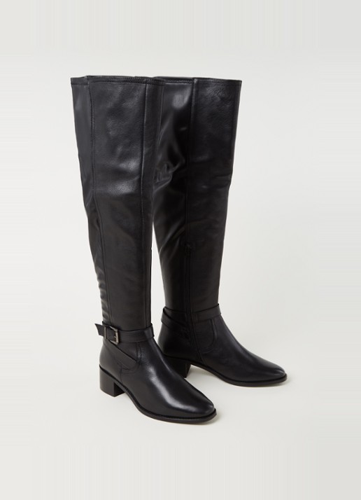 Dune London 484 Tesley overknee laars van leer - detail 3 zwart