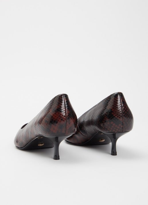 Dune London Amira pump met slangenprint - achterkant 4 roodbruin
