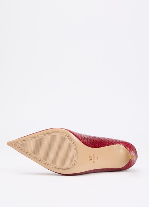 Dune London Assured pump van leer met crocostructuur - detail 5 rood