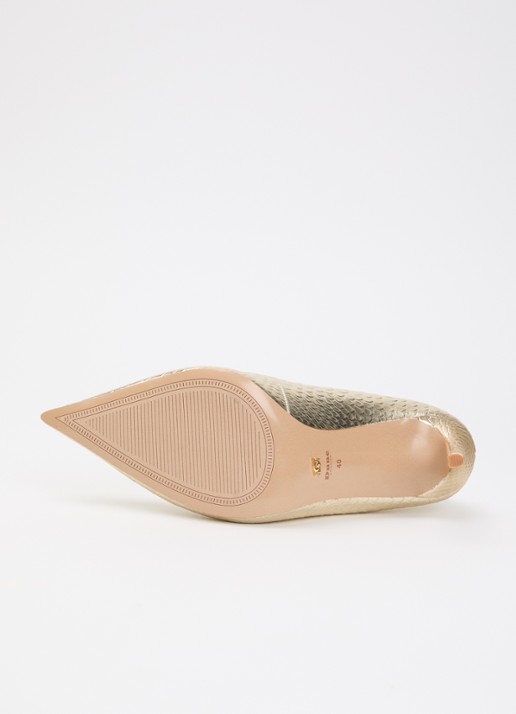Dune London Assured pump van leer met crocostructuur - detail 5 goud