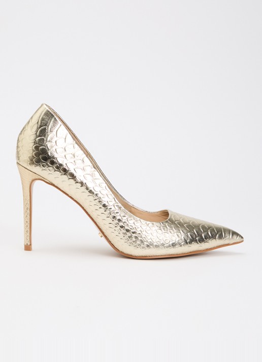 Dune London Assured pump van leer met crocostructuur