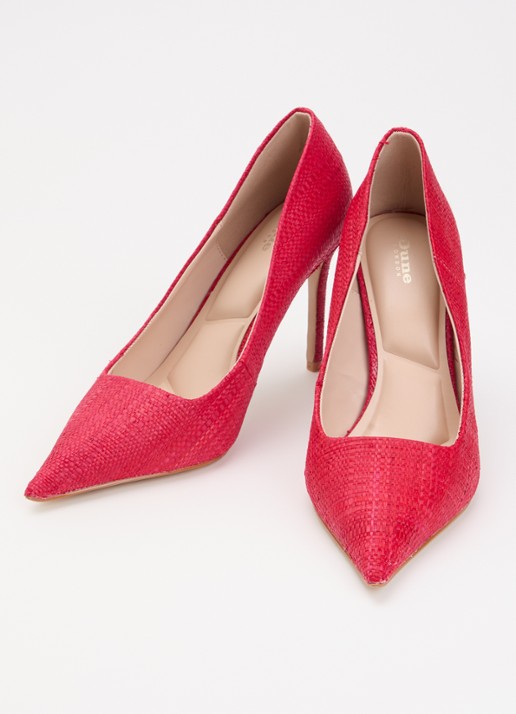 Dune London Assured pump van leer met crocostructuur - detail 3 rood