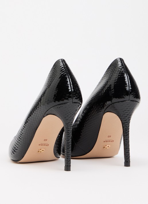 Dune London Assured pump van leer met crocostructuur - achterkant 7 zwart