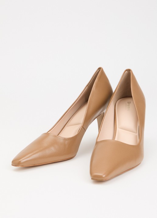 Dune London Astrids pump van leer - detail lichtbruin