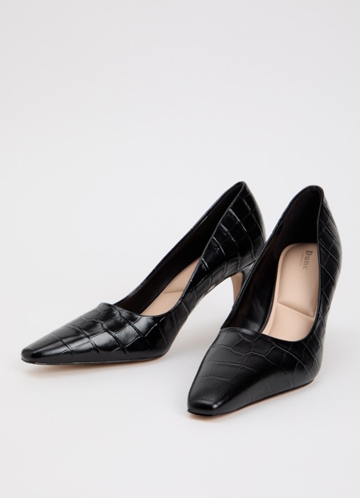 Dune London Astrids pump van leer - detail zwart
