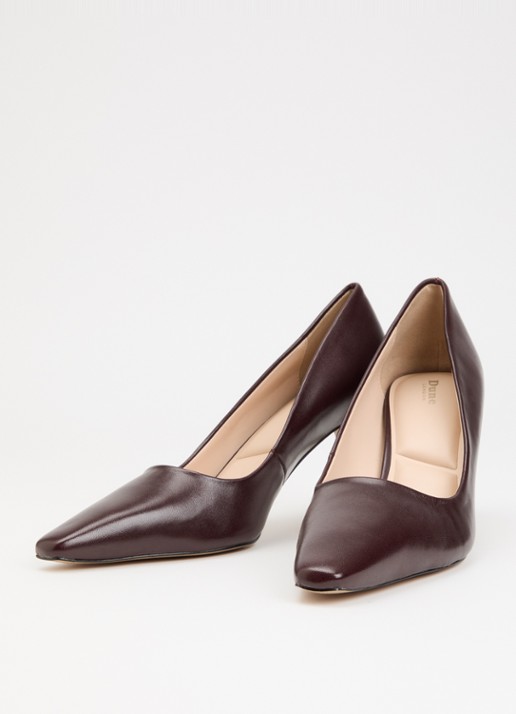 Dune London Astrids pump van leer - detail bordeauxrood