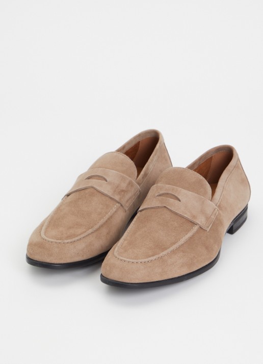 Dune London Barclays loafer van suéde  - detail zand