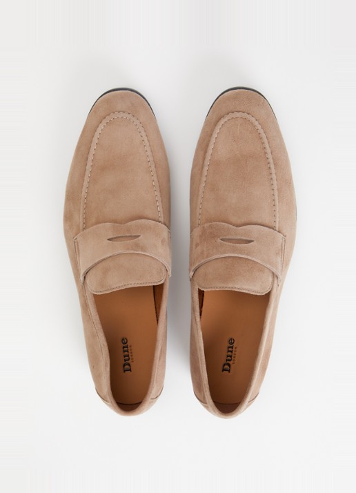 Dune London Barclays loafer van suéde  - detail 2 zand