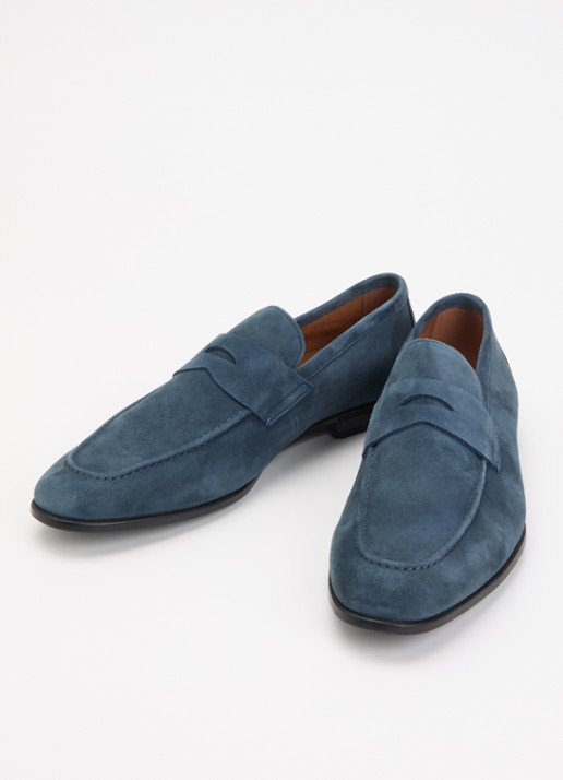 Dune London Barclays loafer van suéde  - detail petrol