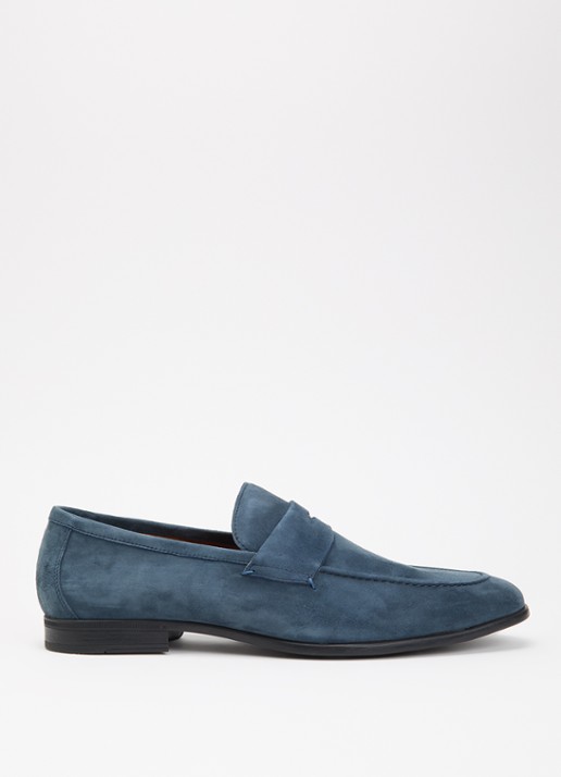 Dune London Barclays loafer van suéde  - voorkant 5 petrol