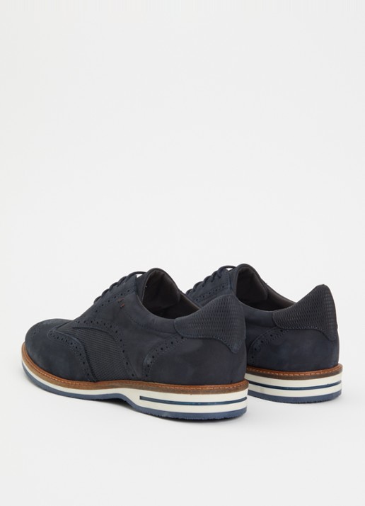 Dune London Barkings brogue van nubuck  - achterkant 2 donkerblauw