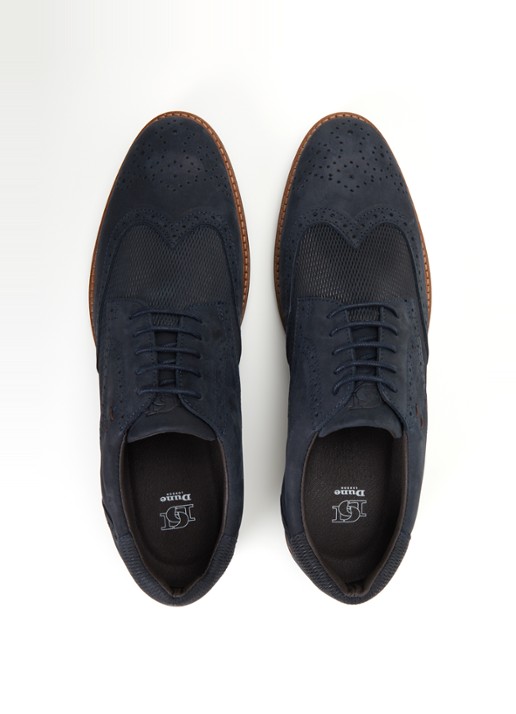 Dune London Barkings brogue van nubuck  - detail 4 donkerblauw