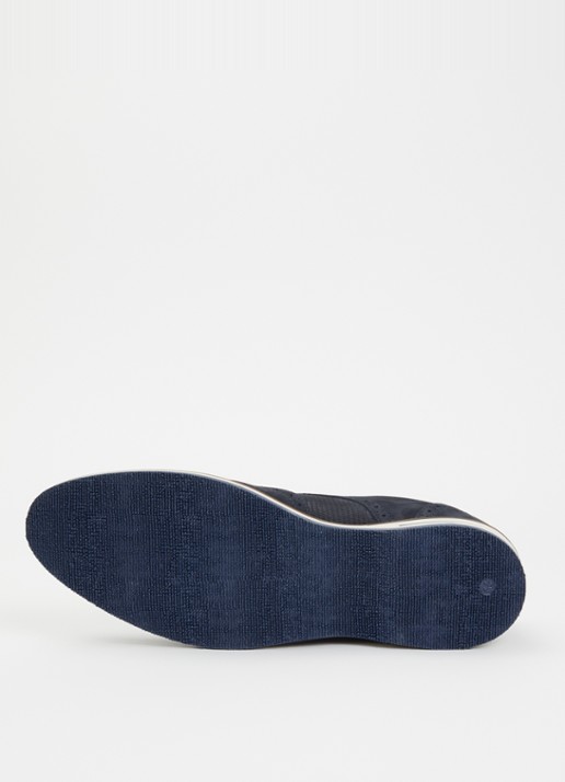 Dune London Barkings brogue van nubuck  - detail 5 donkerblauw