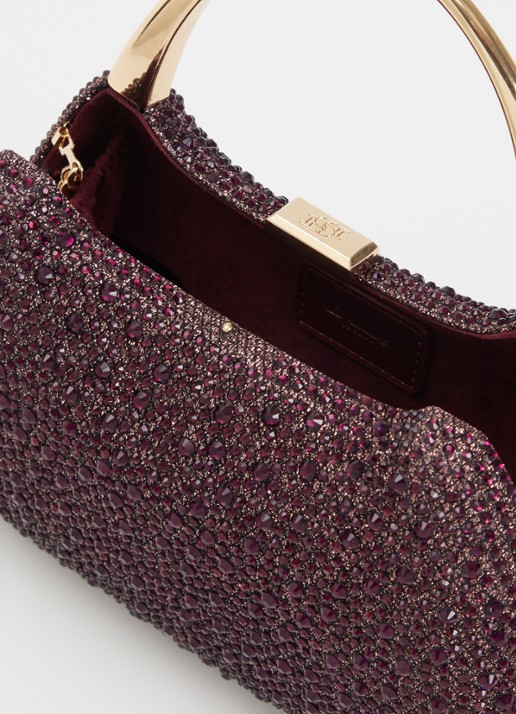 Dune London Beamings clutch met strass en afneembare schouderriem - detail 2 aubergine