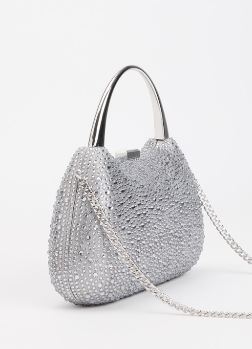 Dune London Beamings clutch met strass en afneembare schouderriem - achterkant 5 grijs