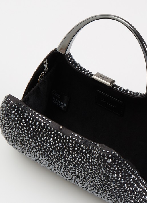 Dune London Beamings clutch met strass en afneembare schouderriem - detail 3 diepzwart