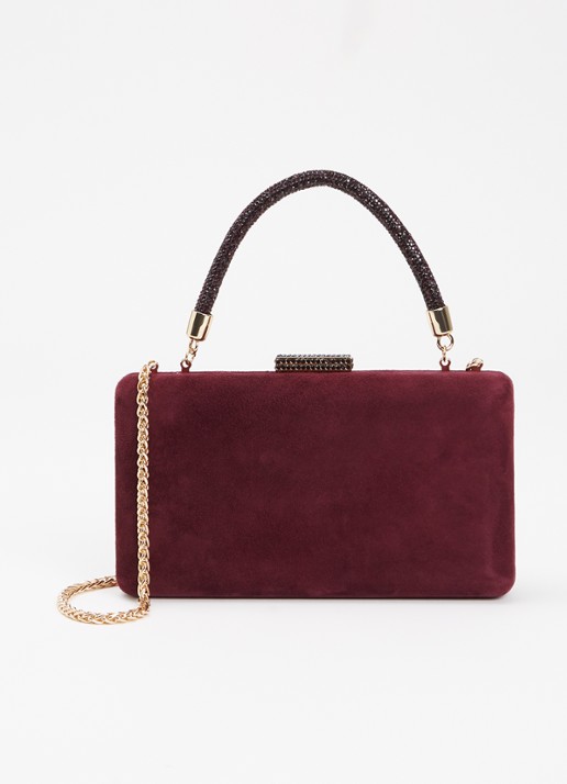 Dune London Beaut clutch met afneembare schouderriem - voorkant 5 bordeauxrood