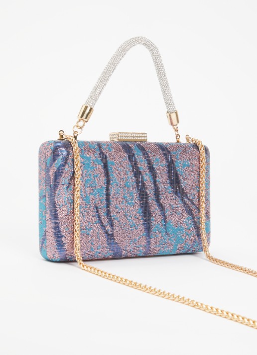 Dune London Beaut clutch met afneembare schouderriem - achterkant 2 aquablauw