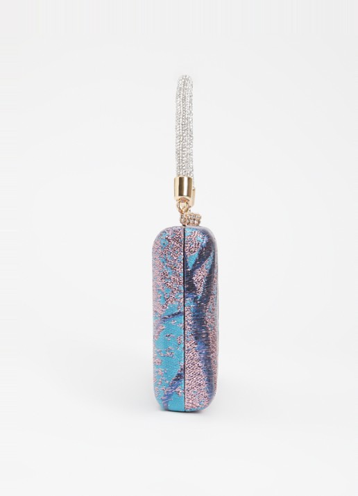 Dune London Beaut clutch met afneembare schouderriem - detail 4 aquablauw