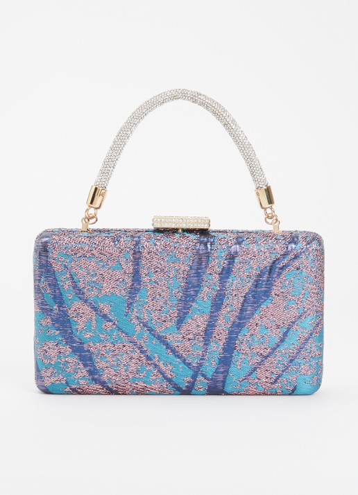 Dune London Beaut clutch met afneembare schouderriem - voorkant aquablauw