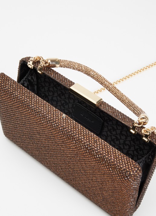 Dune London Beaut clutch met afneembare schouderriem - detail 2 donkerbruin