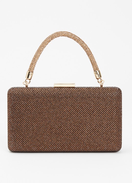 Dune London Beaut clutch met afneembare schouderriem - voorkant 5 donkerbruin