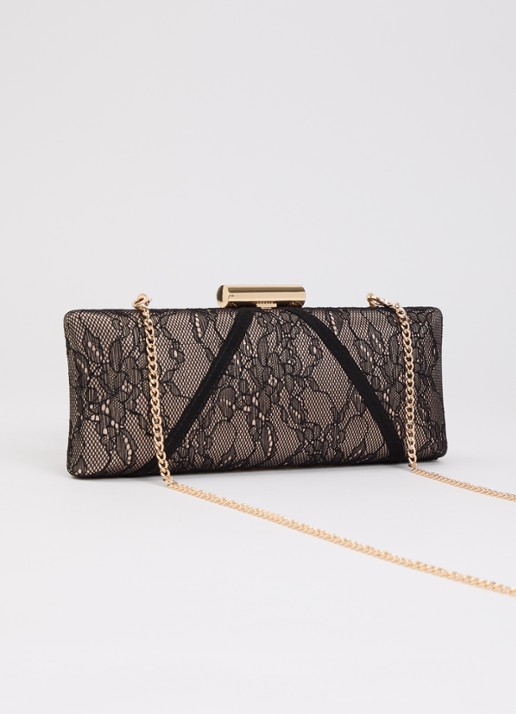 Dune London Becoming clutch met afneembare schouderriem en details van kant - achterkant 4 zwart