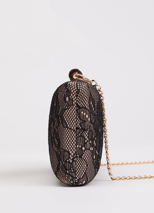 Dune London Becoming clutch met afneembare schouderriem en details van kant - detail 2 zwart