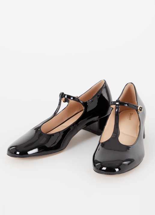 Dune London Believable Mary Jane pump met lakfinish - detail zwart