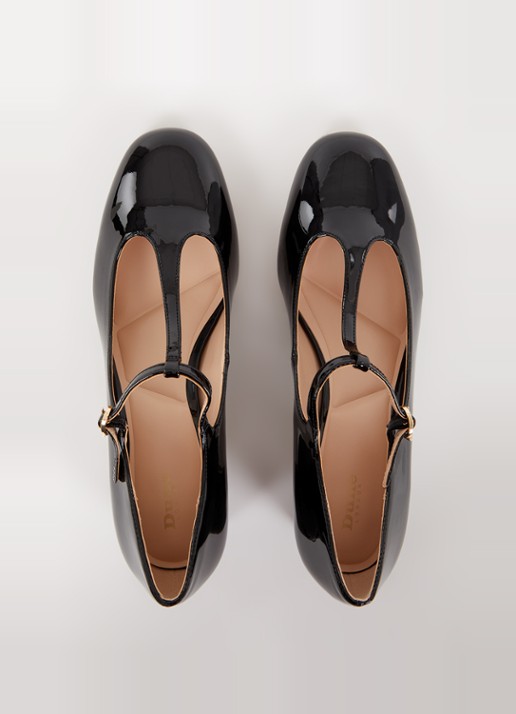 Dune London Believable Mary Jane pump met lakfinish - detail 2 zwart